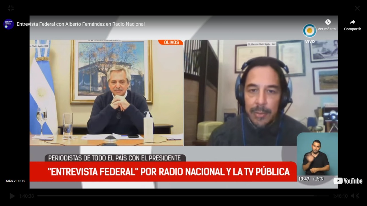 アルゼンチン国営ラジオ放送局のアルベルト フェルナンデス大統領とのインタビュー Radio Nacional