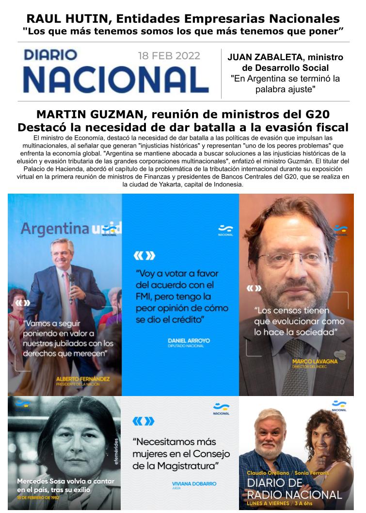 Diario de Radio Nacional 19/2/2022 Radio Nacional